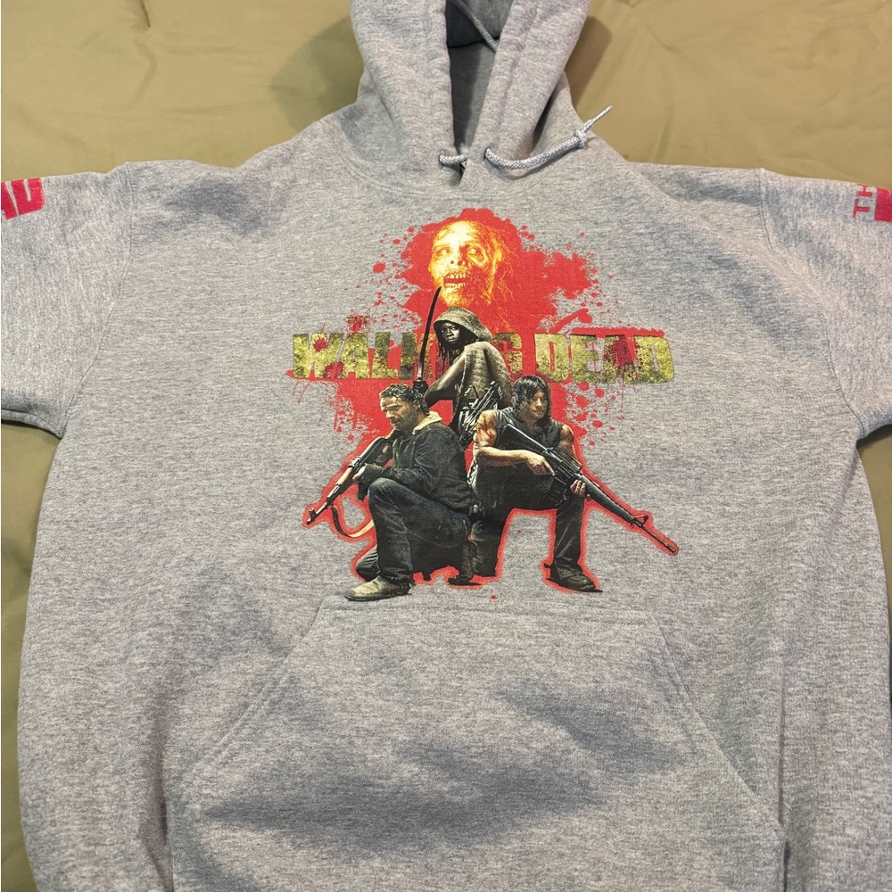 Gildan Gray Hoodie with Red Graphic